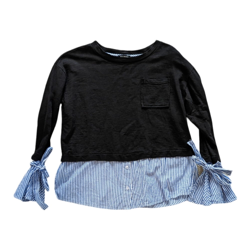 Blu Pepper Mixed Media Sweatshirt Pinstripe Size S